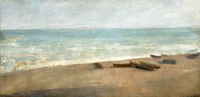 Boats along shoreline by Albert de Belleroche